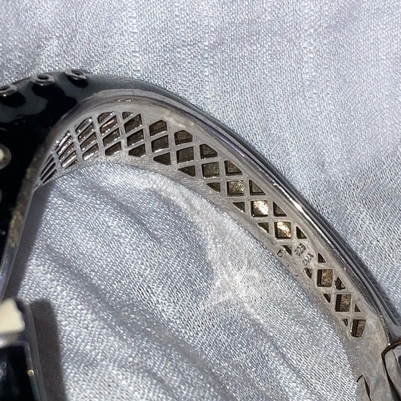 Bracelet Cuff Enamel Sterling Silver 925 Women’s Black White Raquelle Bianco - Picture 14 of 16